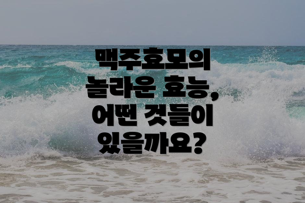맥주효모의 놀라운 효능,  어떤 것들이 있을까요?