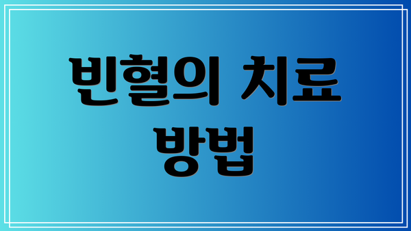 빈혈의 치료 방법