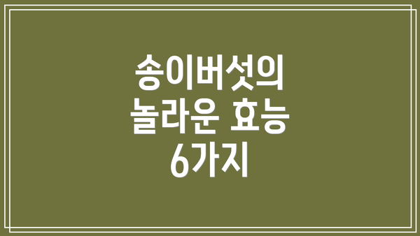 송이버섯의 놀라운 효능 6가지