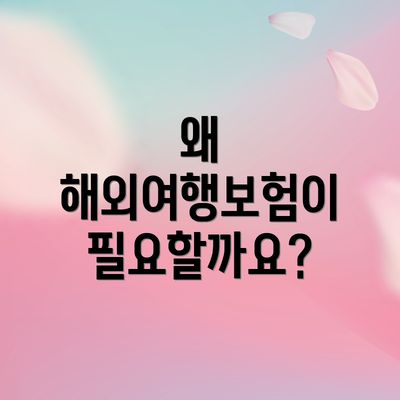 왜 해외여행보험이 필요할까요?