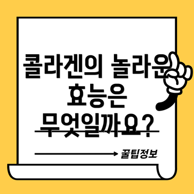콜라겐의 놀라운 효능은 무엇일까요?