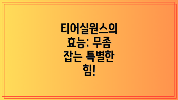 티어실원스의 효능: 무좀 잡는 특별한 힘!
