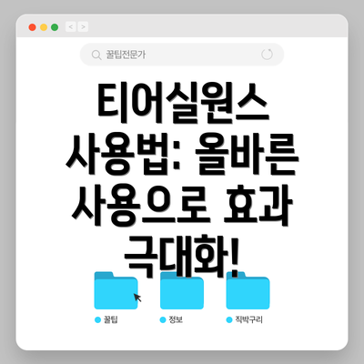 티어실원스 사용법: 올바른 사용으로 효과 극대화!