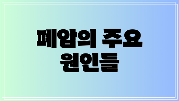 폐암의 주요 원인들