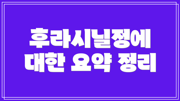 후라시닐정에 대한 요약 정리