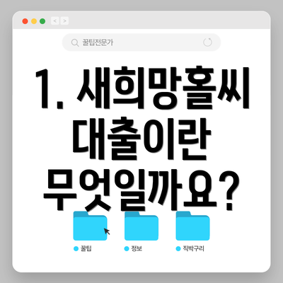 1. 새희망홀씨 대출이란 무엇일까요?