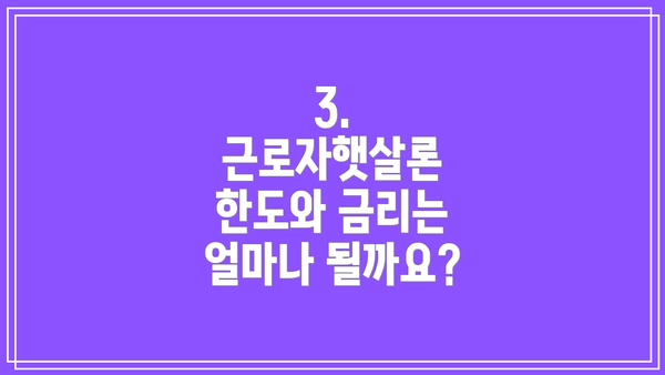 3. 근로자햇살론 한도와 금리는 얼마나 될까요?