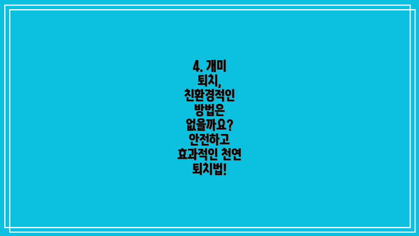 4. 개미 퇴치, 친환경적인 방법은 없을까요? 안전하고 효과적인 천연 퇴치법!