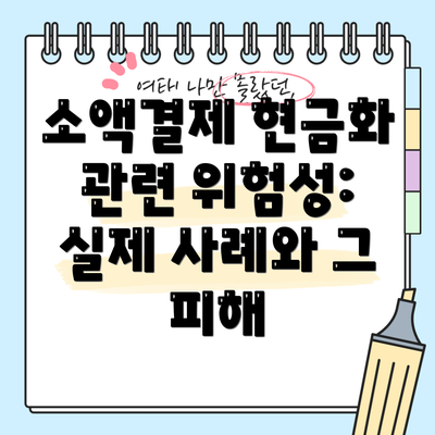소액결제 현금화 관련 위험성: 실제 사례와 그 피해