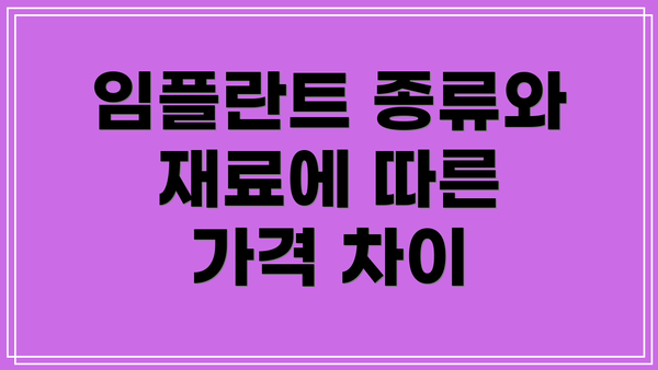 임플란트 종류와 재료에 따른 가격 차이