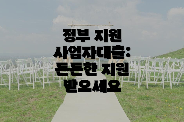 정부 지원 사업자대출: 든든한 지원 받으세요