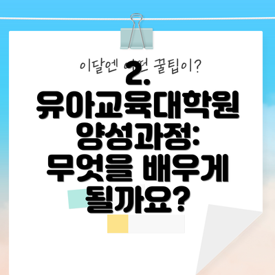 2. 유아교육대학원 양성과정: 무엇을 배우게 될까요?