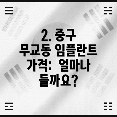 2. 중구 무교동 임플란트 가격:  얼마나 들까요?
