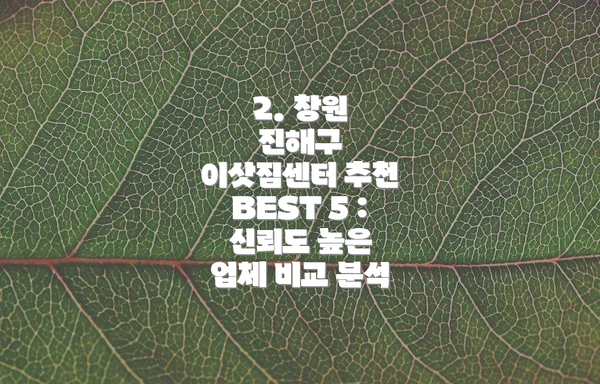 2. 창원 진해구 이삿짐센터 추천 BEST 5 :  신뢰도 높은 업체 비교 분석