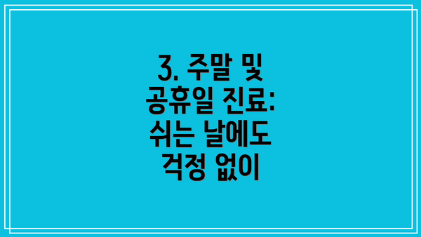 3. 주말 및 공휴일 진료: 쉬는 날에도 걱정 없이