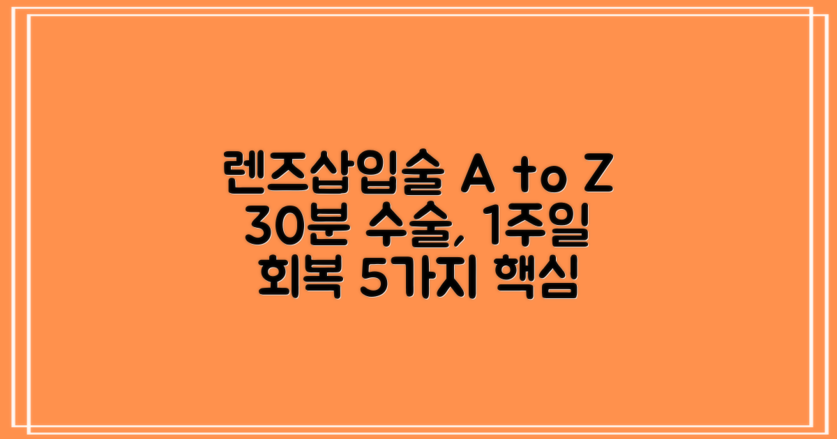 렌즈삽입술 총정리: 수술 시간 30분, 회복 기간 1주일! 5가지 궁금증 해결